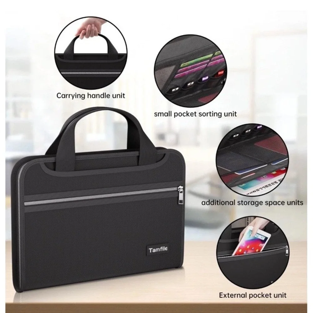 Tamfile Fireproof Accordion File Organizer with Handle, 13 Pocket Transparent.‎